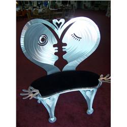 Custom made brushed  Metal& upholstered  Kissing Chair