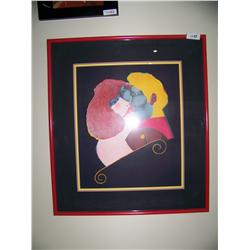 Richard Linder lithograph. Kissing Couple Circa 1975, appearing to be unsigned