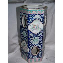 Vintage Chinese hand painted porcelain tall vase