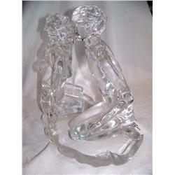13" X 13" Glass Sculpture Signed L. Rossi.