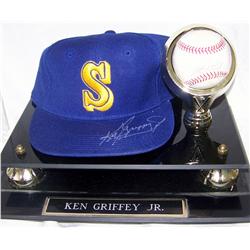 Ken Griffey Jr. Signed Seattle Mariners Hat and Baseball.