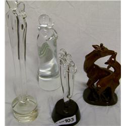(4) Piece Kissing Glass statue lot from the Moore kissing collection