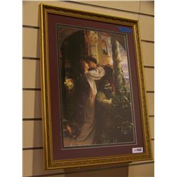 Romantic art print nicely framed of Kissing couple from the Moore Kissing collection