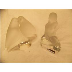 (2) Daum (like ) statues 1. mermaid 1. kissing birds From the Moore Kissing Collection