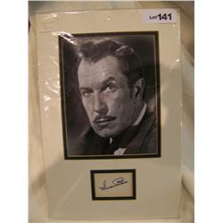 Vincent Price Signature cutout & photograph item is matted, not framed