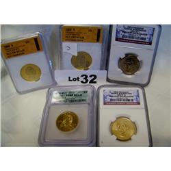 (5X$) PROOF CERTIFIED & UNCIRCULATED U.S DOLLAR (2) 2007,(2)2008,2000-S CERTIFIED