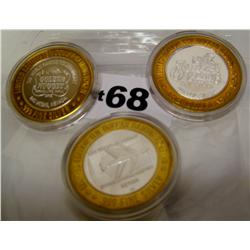 (3X$)3 $10  .999 FINE SILVER LIMITED EDITION CASINO STRIKES ORLEANS,GOLDEN NUGGET,McCARRAN