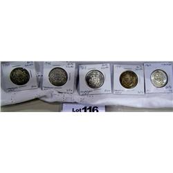 (5x$) SILVER CANADIAN HALVES 80% SILVER 1.50 TOTAL WEIGHT SILVER