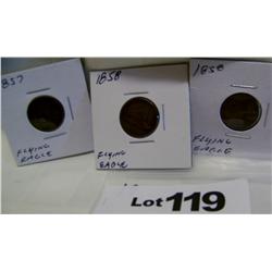 (3X$) 3 VERY RARE FLYING EAGLE CENTS 1857,(2)1858