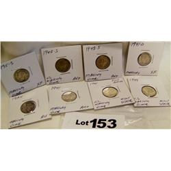 (8X$) MERCURY DIMES XF-MINT STATE 1924,1935-S,1939,(2)1941,1941-D,(2) 1943-S