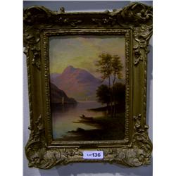 V. Rolyat (Late 19th. early 20th C.) Antique oil on canvas painting Loch Arkeg Companion England