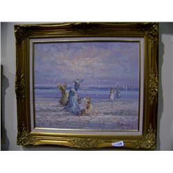 Wayne Charlot Oil on Canvas Impressionist Painting, custom framed