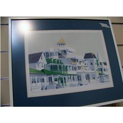 Doris Yocum Markley signed & #'d Litho "Beachfront Gingerbread"  7/50.   21T x 24.5 W framed
