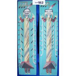 (2) Piece Sand art(blue) signed on back