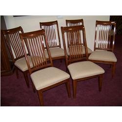 (6) Wood, upholstered side chairs