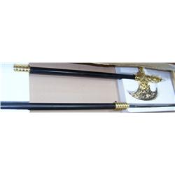 (2) Piece Warlike Spear and Battle Axe-Decorative w/ wall mount