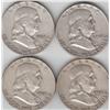 Image 1 : 4 FRANKLIN SILVER HALVES 50 CENTS