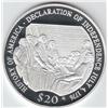 Image 1 : .6436 OUNCE OF PURE SILVER $20 PROOF DECLARATION OF INDEPENDENCE