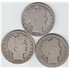 Image 1 : 3 BARBER SILVER HALF DOLLARS