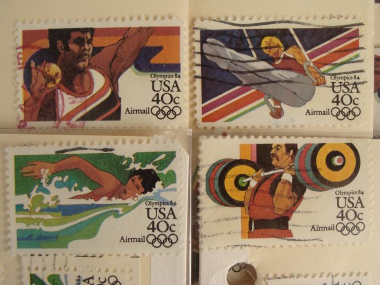 375+ 1984 Olympics US Air Mail Stamps 40 Cents In Album