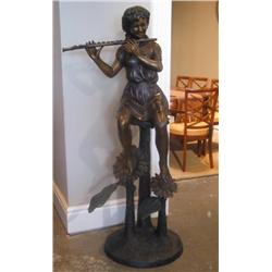 Esther With Sunflower & Flute Pescara Bronze Sculpture
