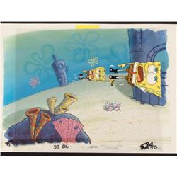 Holding On SpongeBob Cel Original Production Background