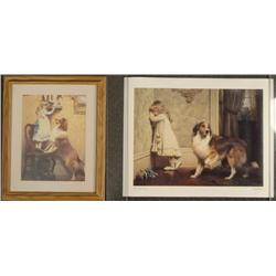 2 Charles Burton Barber Art Prints, 1 Framed