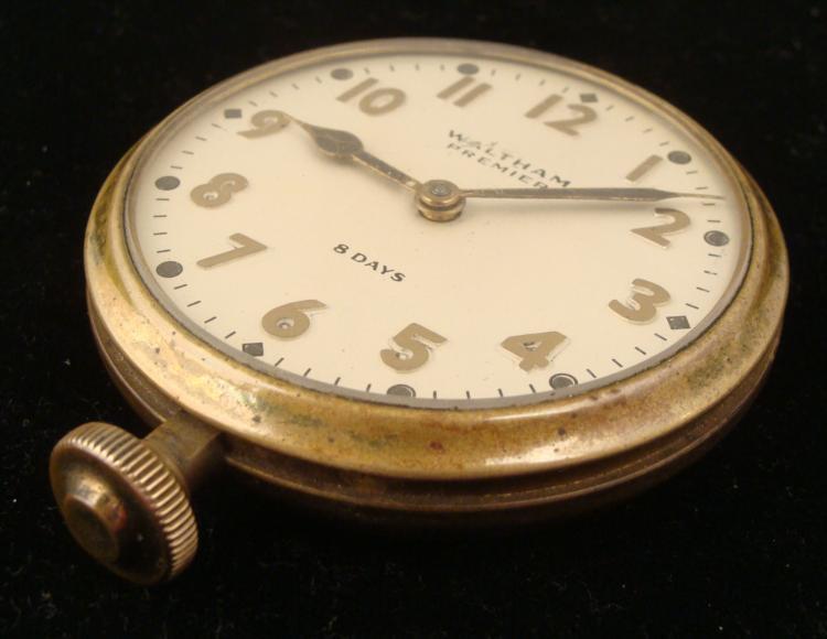 Waltham Premier 8 Days Automobile Car Clock Antique