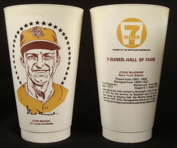 33 Souvenir 7Eleven Baseball Player Cups Glasses 1970s