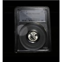 PCGS 1942-s Liberty Head 'Mercury' Dime Graded ms65 FSB   Rare in ms65 FSB!