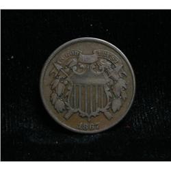 1867 Two Cent Piece 2c Grades xf40