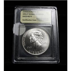 1993-p Thomas Jefferson 250th Anniversary Uncirculated Commemorative Graded ms70