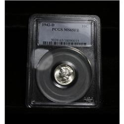 PCGS 1942-d Liberty Head 'Mercury' Dime Graded ms65 FSB