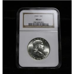 NGC 1960-p Franklin Half Dollar grades Choice Uncirculated ms64
