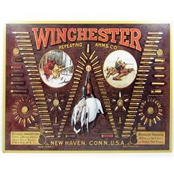 WINCHESTER REPEATING ARMS METAL ADVERTISING SIGN - APROX. 12.5" X 16"