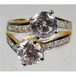 22K GOLD VERMEIL LAB DIAMOND LADIES RING - SZ. 7 - 34.2 CTW