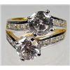 Image 1 : 22K GOLD VERMEIL LAB DIAMOND LADIES RING - SZ. 7 - 34.2 CTW