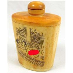CHINESE KAMA SUTRA BONE SNUFF BOTTLE