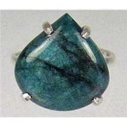 STERLING SILVER GREEN MOONSTONE RING - SZ. 9.5 - 24.2 CTW