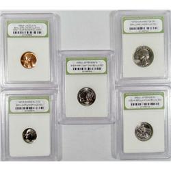 LOT OF 5 INB CASED COINS