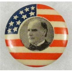 1896 WILLIAM MCKINLEY CAMPAIGN CELLULOID PINBACK BUTTON BADGE