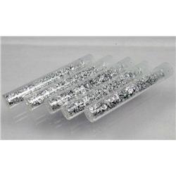 LOT OF 5 VIALS OF SILVER FLAKES