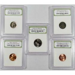 LOT OF 5 INB CASED COINS
