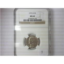 1973-D JEFFERSON NICKEL NGC MS64