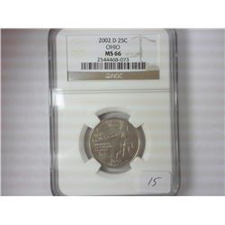 2002-D OHIO QUARTER NGC MS66