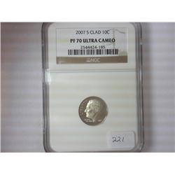 2007-S ROOSEVELT DIME NGC PF70 ULTRA CAMEO