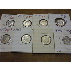 8-ASSORTED 1960'S ROOSEVELT DIMES SILVER (UNC)
