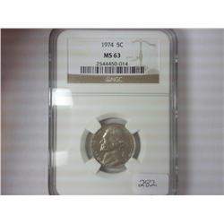 1974 JEFFERSON NICKEL NGC MS63