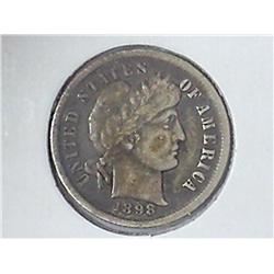 1898 BARBER DIME (VERY FINE)