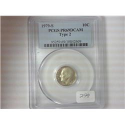 1979-S TYPE 2 ROOSEVELT DIME PCGS PR69DCAM